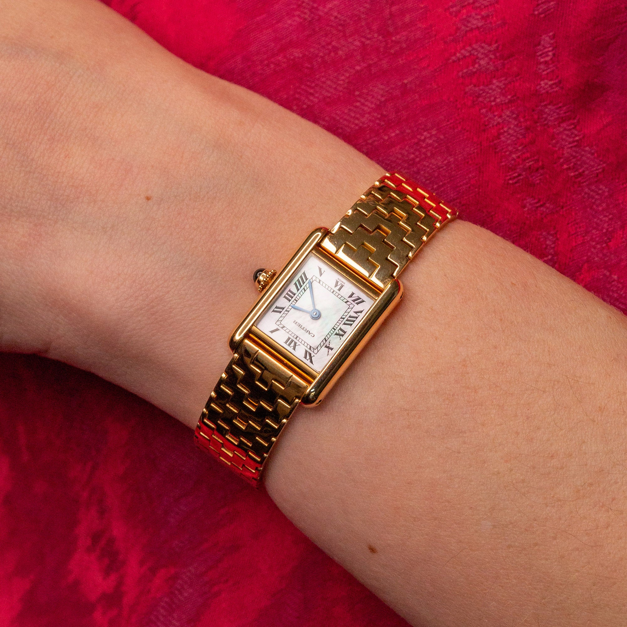 Cartier Tank w/Mother of Pearl Dial & Pyramid Bracelet - Very Rare/Near Mint - PENDING