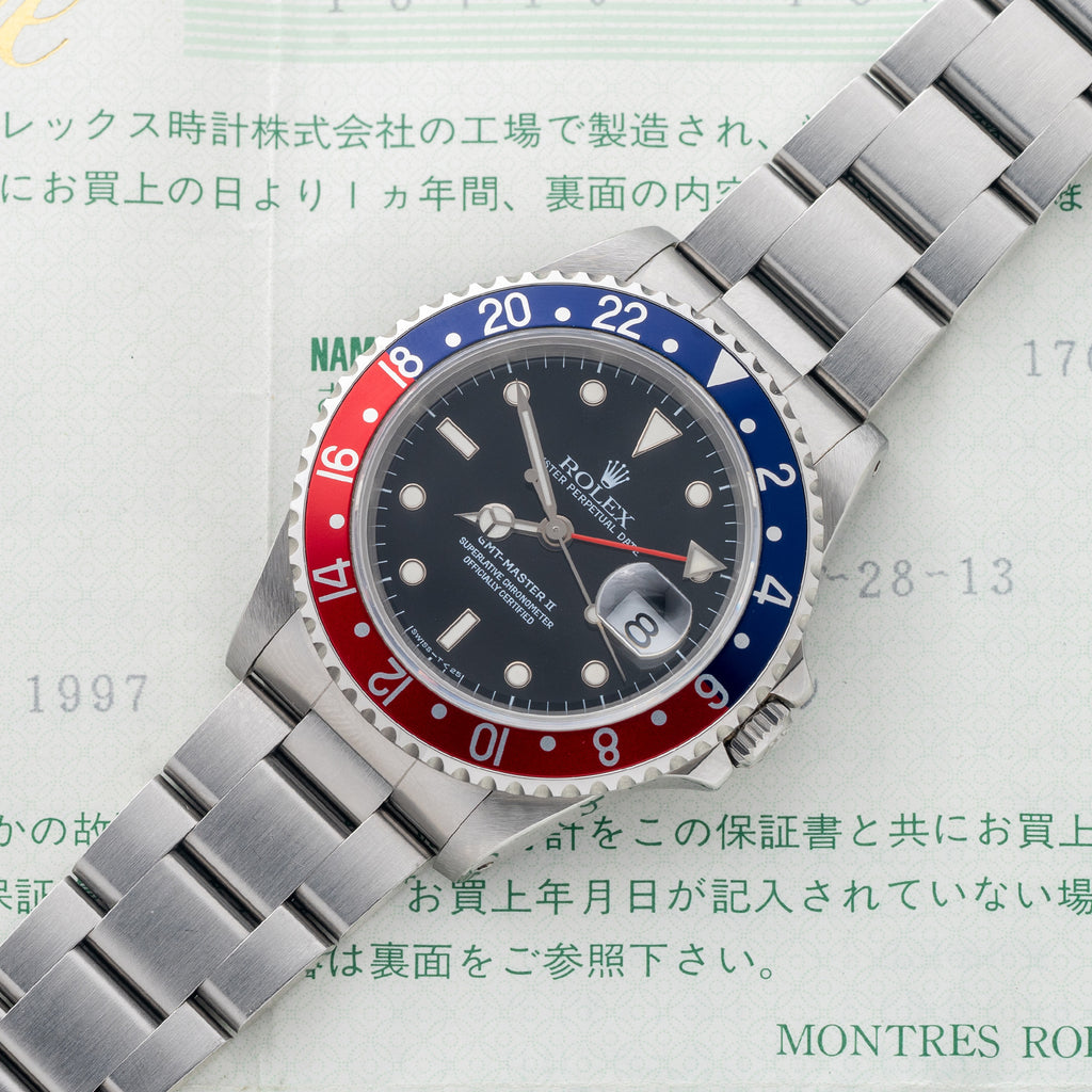 Rolex GMT Master II 16710 Pepsi Box Papers Collectors Corner NY
