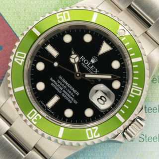 Rolex Anniversary Submariner 16610LV "Kermit B3 Lime" - Box & Papers - *Unpolished*