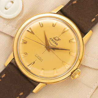 Enicar Ultrasonic w/"No Lume" Crosshair Dial - 18k Yellow Gold - RARE