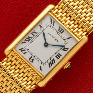Cartier Tank Louis Jumbo Automatique - Paris Signed w/Uncut Factory 18k Bracelet - Very Rare/*Unpolished*