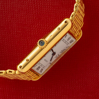 Cartier Tank Louis Jumbo Automatique - Paris Signed w/Uncut Factory 18k Bracelet - Very Rare/*Unpolished*