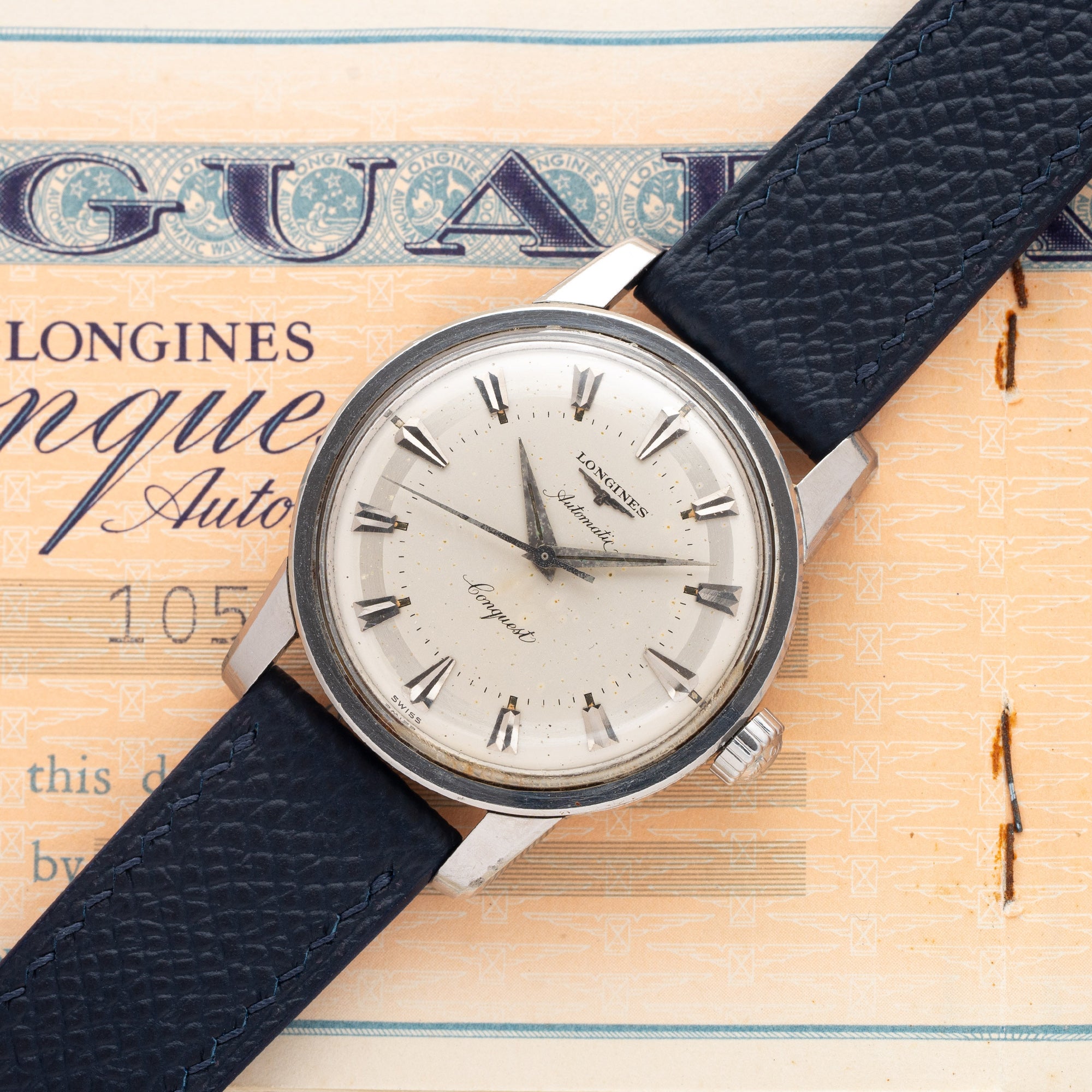 Longines Conquest w Patina Dial Box Papers Unpolished