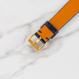 Underside view showing the 18k gold hallmarks and AW stamp on the original Audemars Piguet pin buckle