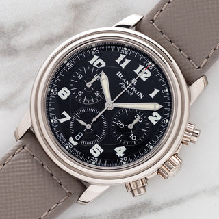 Blancpain Léman Flyback 2185F 18k White Gold Chronograph - Box - Rare/*Unpolished*
