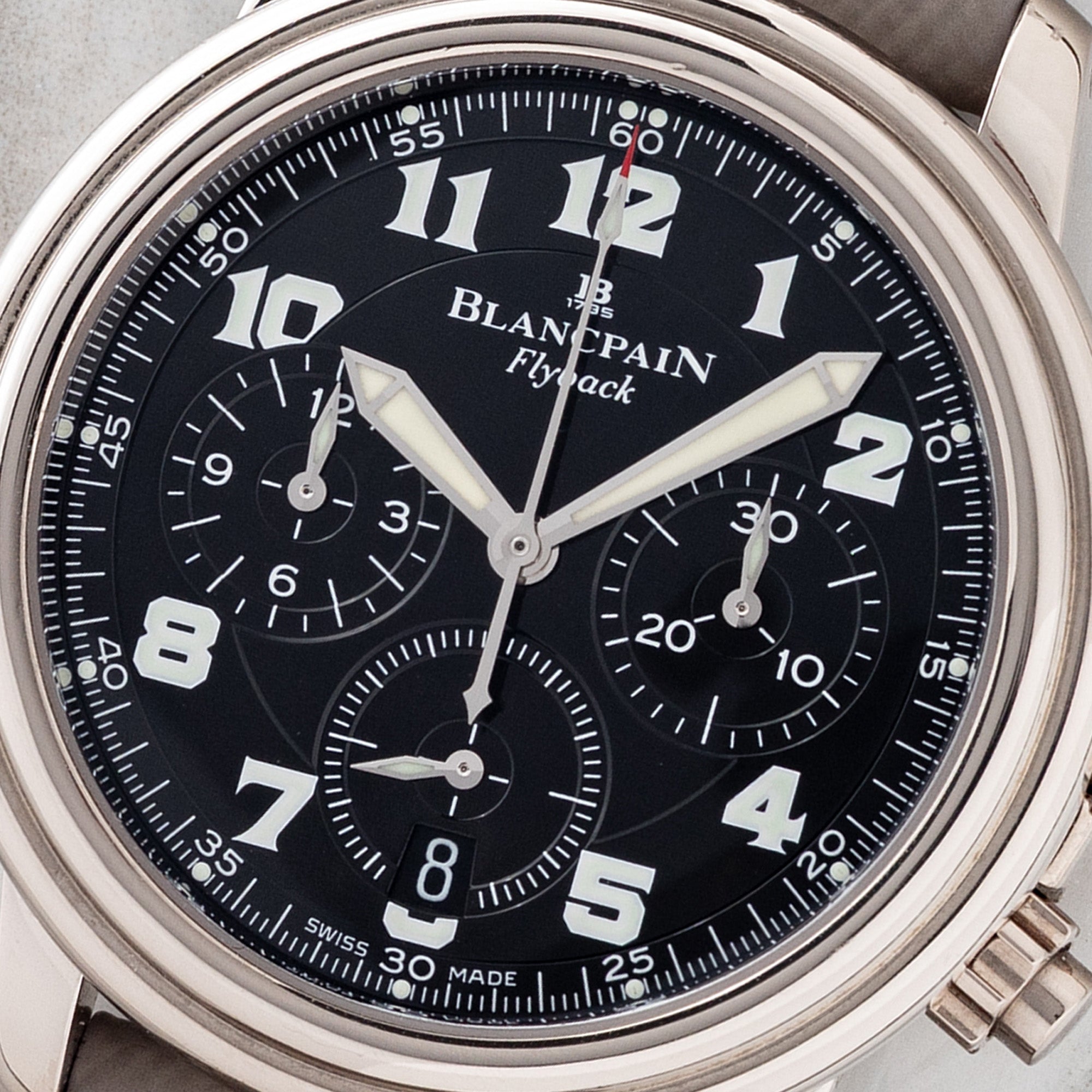 Blancpain Léman Flyback 2185F 18k White Gold Chronograph - Box - Rare/*Unpolished*