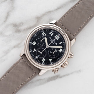Blancpain Léman Flyback 2185F 18k White Gold Chronograph - Box - Rare/*Unpolished*