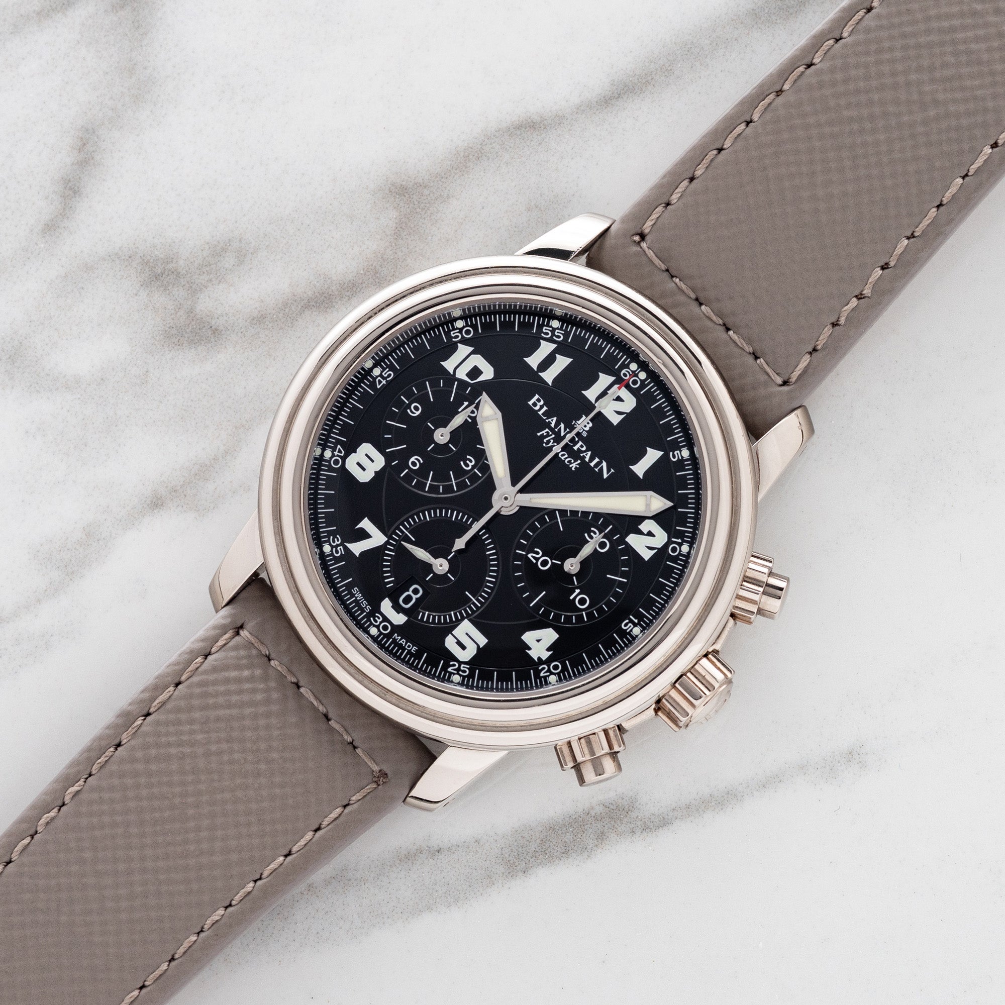 Blancpain Léman Flyback 2185F 18k White Gold Chronograph - Box