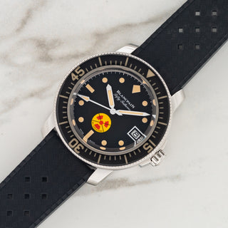 Blancpain Tribute To Fifty Fathoms No Radiations limited edition dive watch on a black tropic rubber strap at Collectors Corner NY