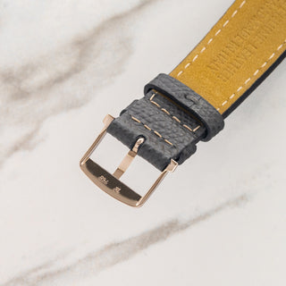 Underside view showing the 18k gold hallmarks and BP stamp on the original Blancpain white gold pin buckle