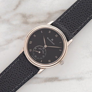 1993 Blancpain Villeret Jubilee Limited Edition 7001 in unpolished 18k white gold with slate grey dial on a dark grey leather strap at Collectors Corner NY