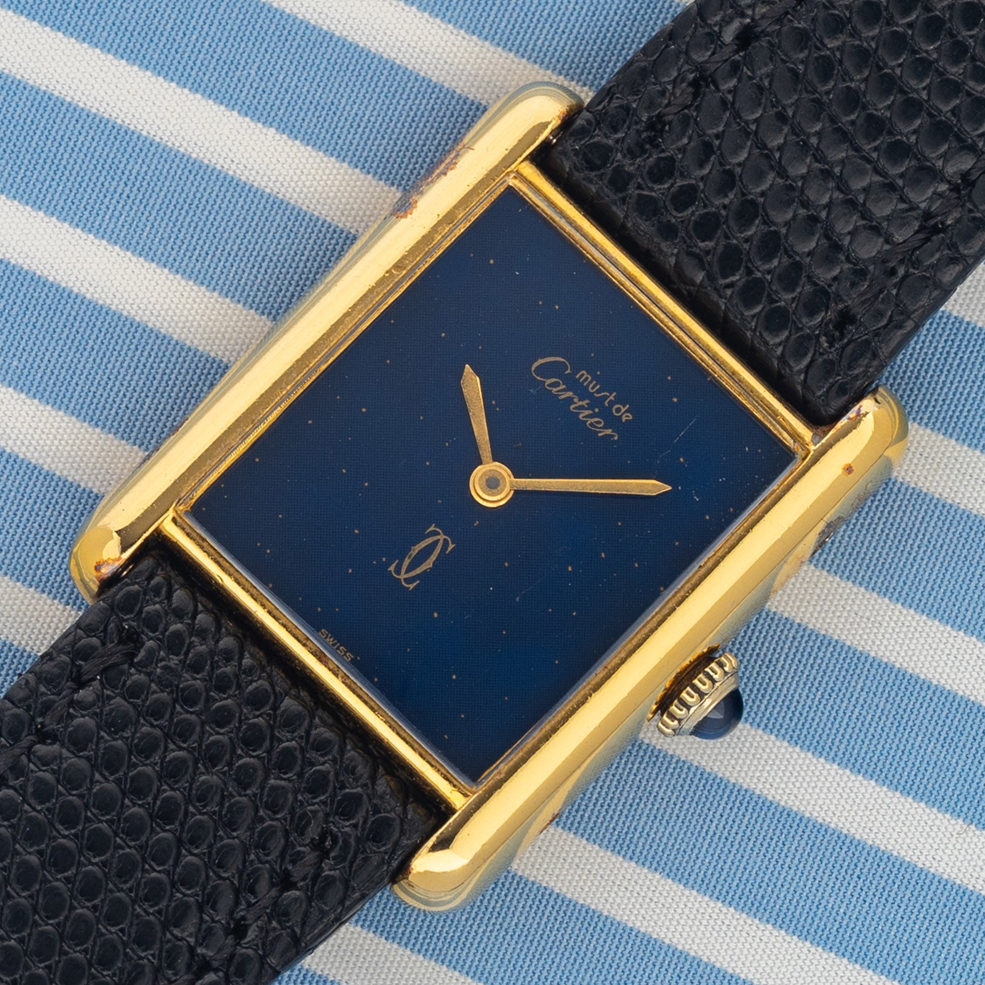 Cartier Tank Must De Cartier w Lapis Blue Dial