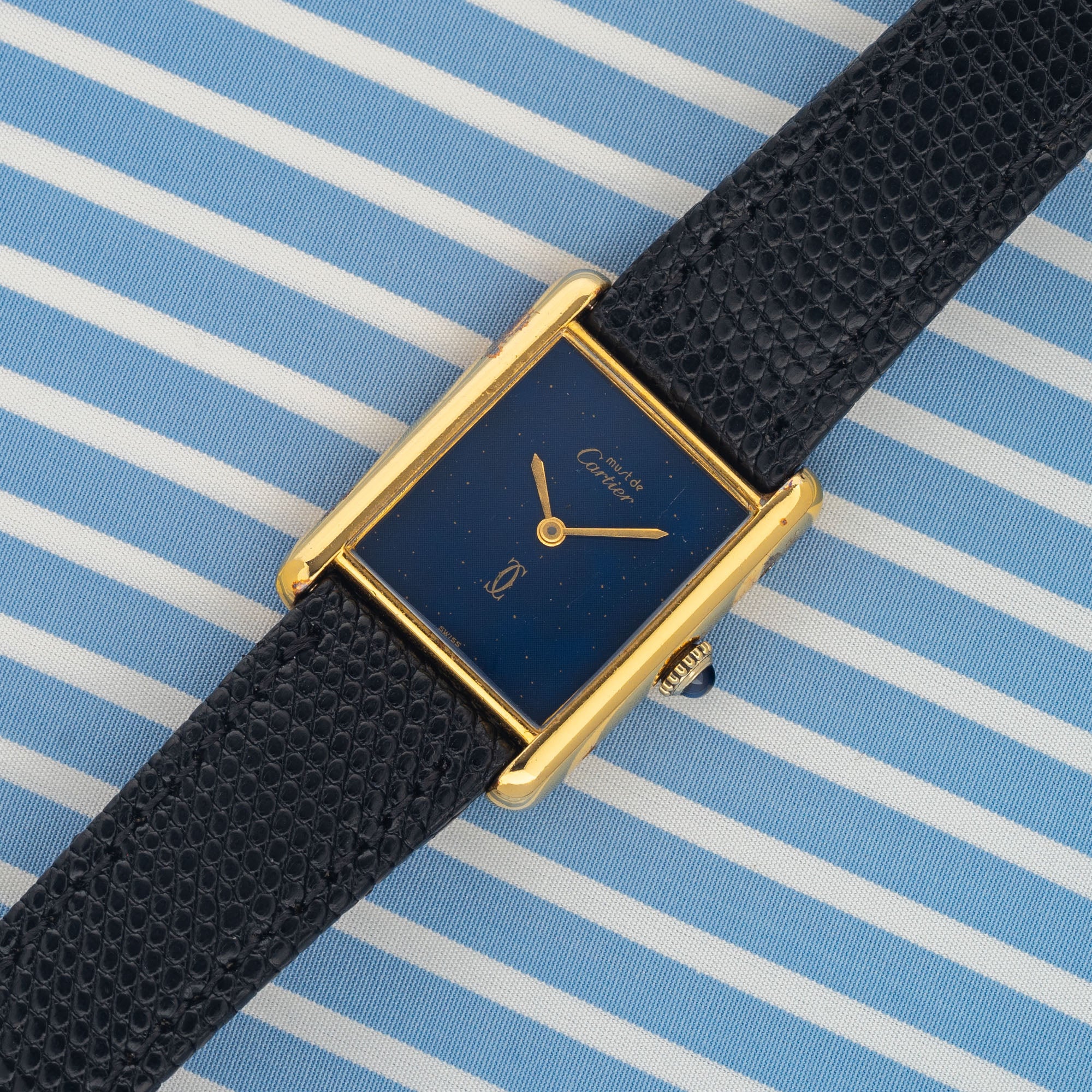 Cartier Tank Must De Cartier w Lapis Blue Dial