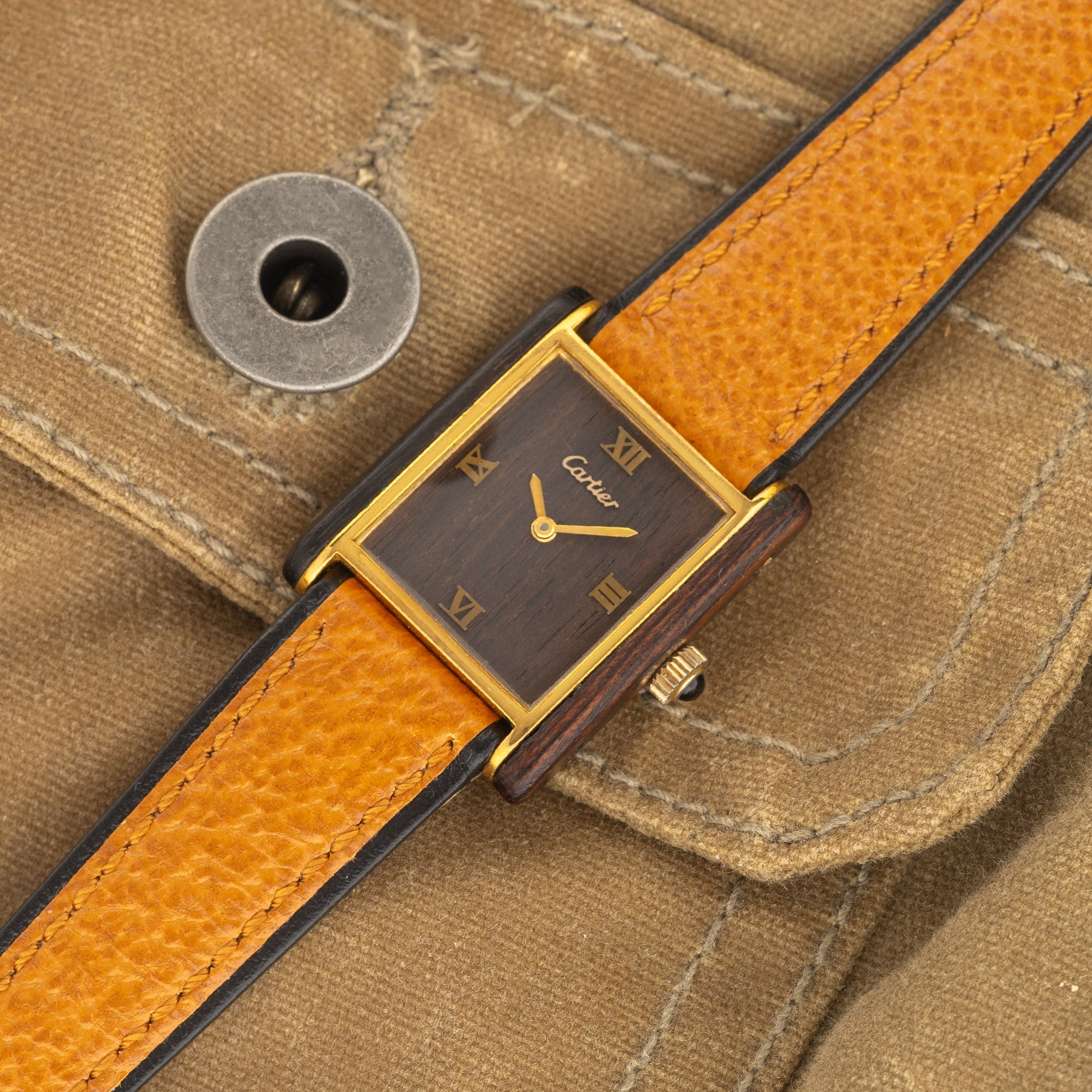 Cartier Must De Cartier Tank Wood Dial Case Rare Collectors Corner NY