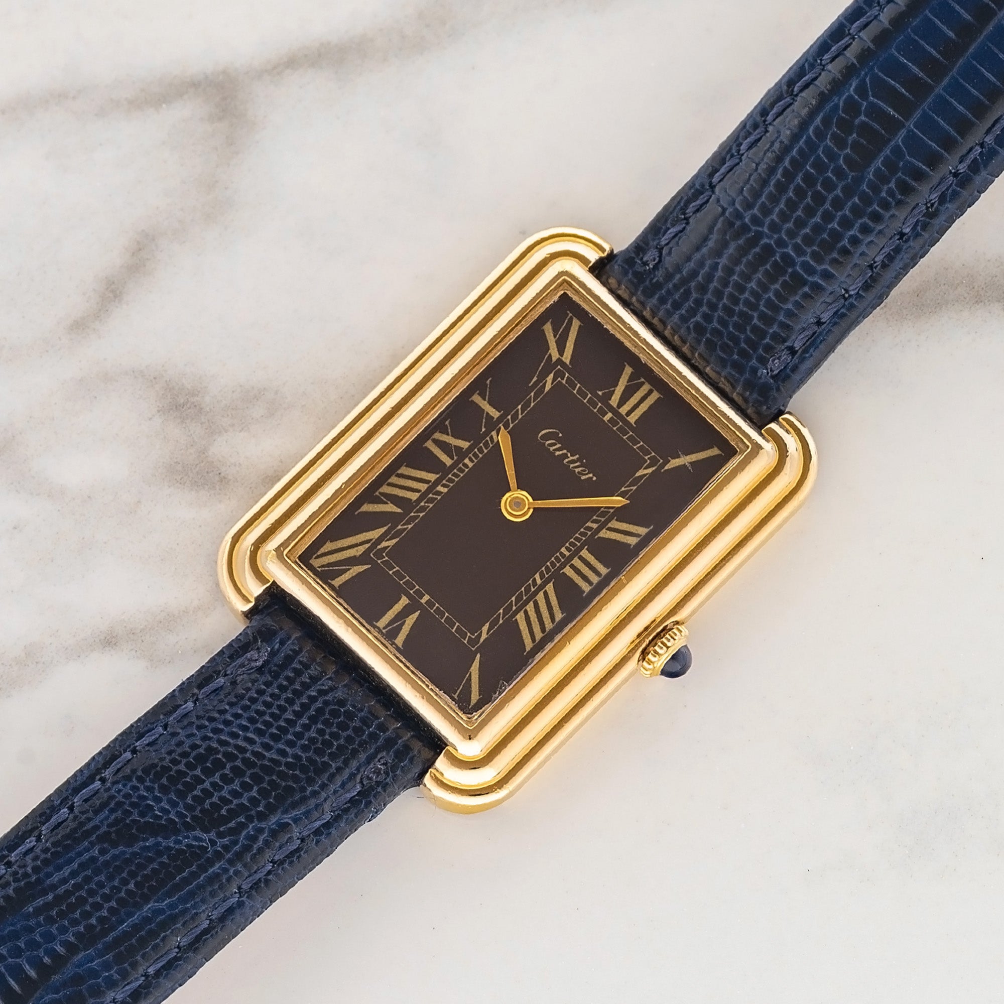 Cartier Tank 腕時計 Cartier Tank Jumbo Stepped w/Brown Dial - Rare – Collectors Corner NY