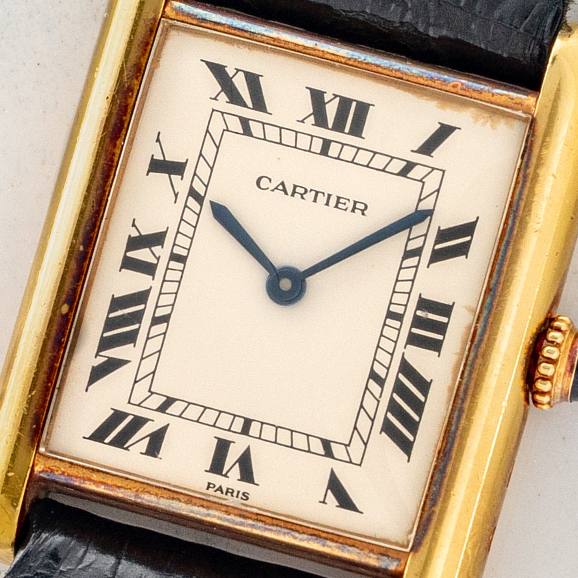 Cartier Tank Louis 78086 w/"Paris" Dial & Elongated Crown - Box/*Unpolished*