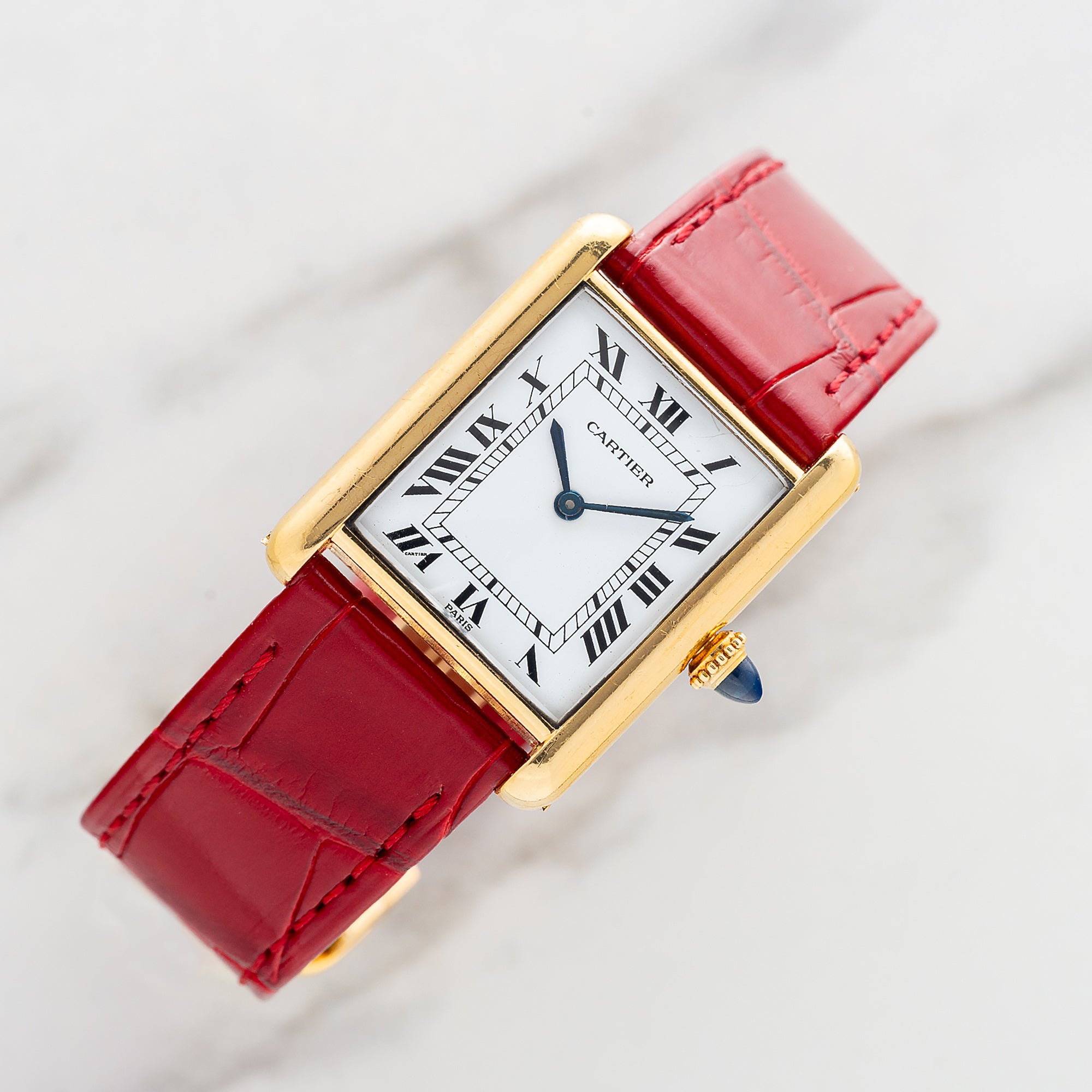 Cartier Tank Louis 78086 w/Paris Dial & Elongated Crown