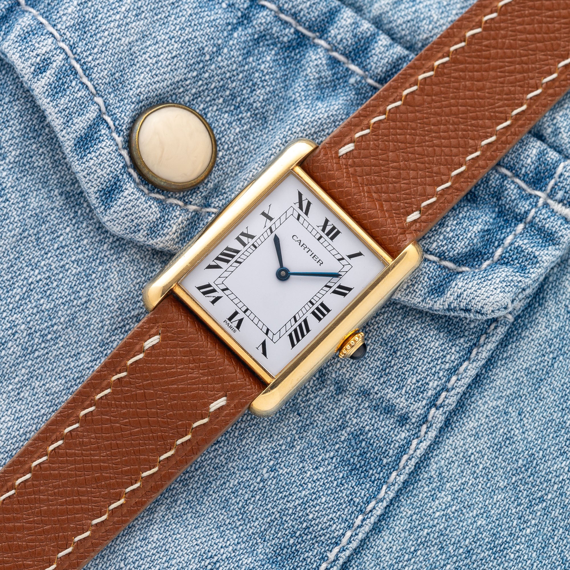 Cartier Tank Louis 78086 w Paris Dial Unpolished Collectors Corner NY