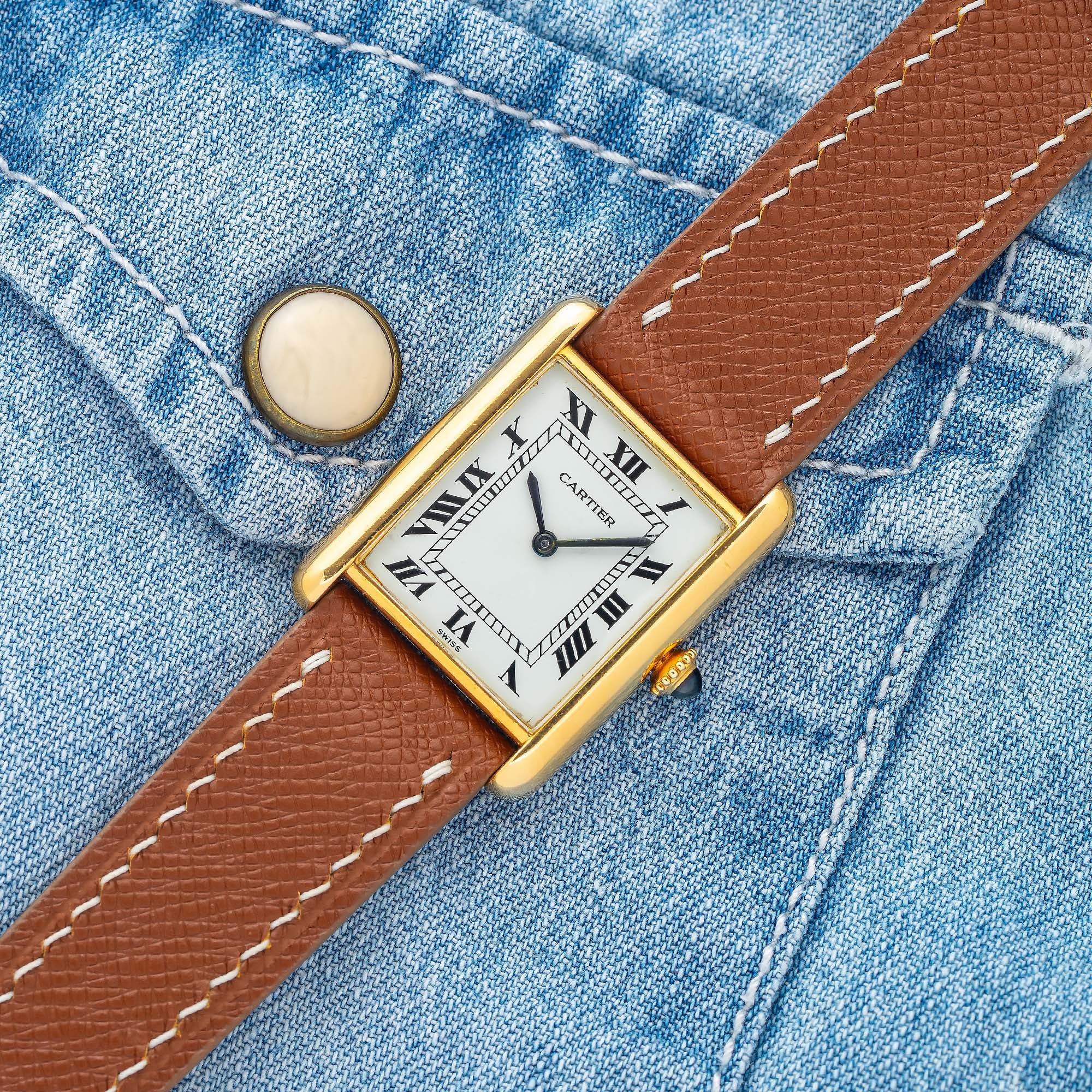 Cartier Tank Louis 78086 w/Swiss Dial & Service Papers