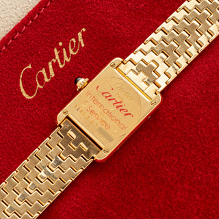 Cartier Tank w/Mother of Pearl Dial & Pyramid Bracelet - Very Rare/Near Mint