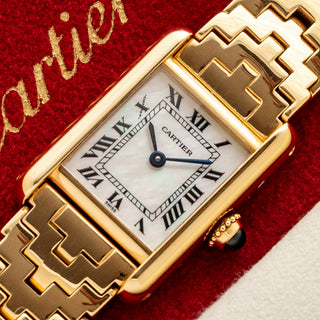 Cartier Tank w/Mother of Pearl Dial & Pyramid Bracelet - Very Rare/Near Mint