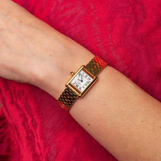 Cartier Tank w/Mother of Pearl Dial & Pyramid Bracelet - Very Rare/Near Mint