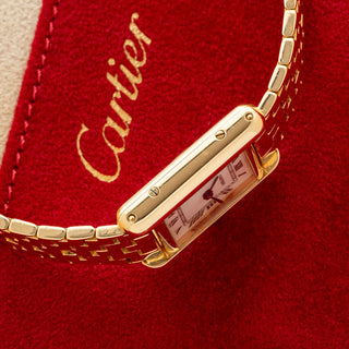 Cartier Tank w/Mother of Pearl Dial & Pyramid Bracelet - Very Rare/Near Mint