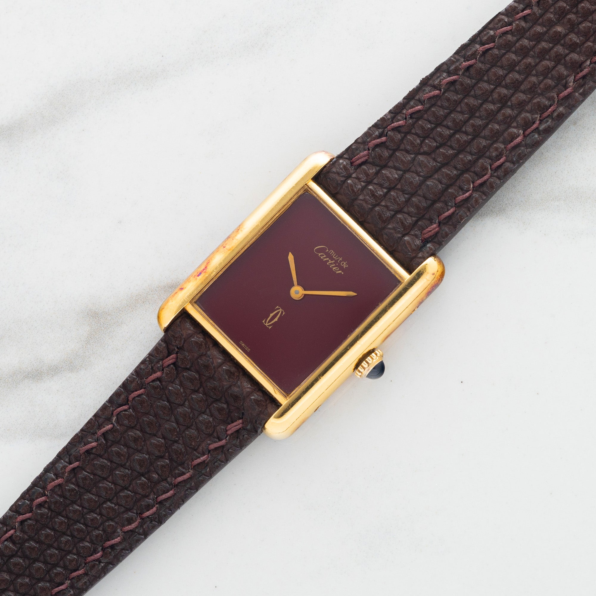 Cartier Tank Must De Cartier w/Burgundy Dial – Collectors Corner NY