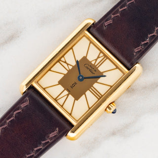 Cartier Tank Must w/Gold & Cream Roman Dial - Rare
