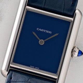 Cartier Tank Must Steel w/Blue Dial - Full Set/Near Mint