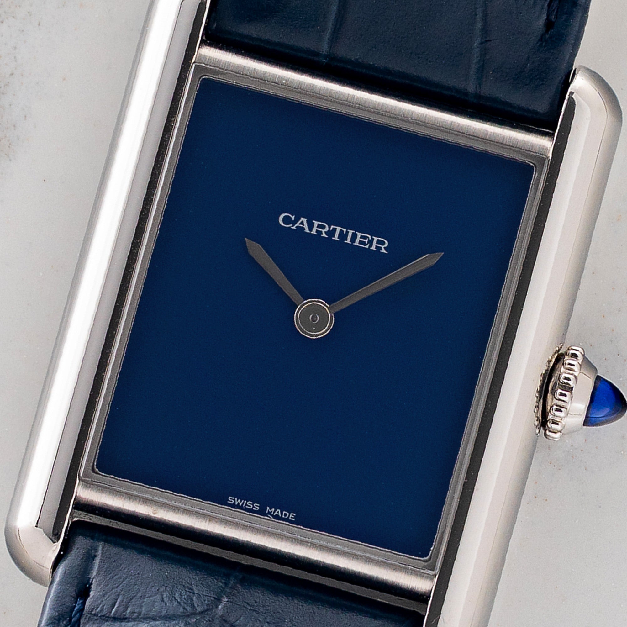 Cartier Tank Must Steel w/Blue Dial - Full Set/Near Mint