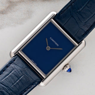 Cartier Tank Must Steel w/Blue Dial - Full Set/Near Mint