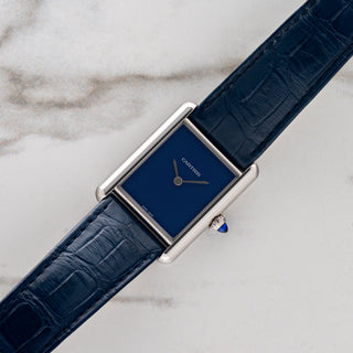 Cartier Tank Must Steel w/Blue Dial - Full Set/Near Mint