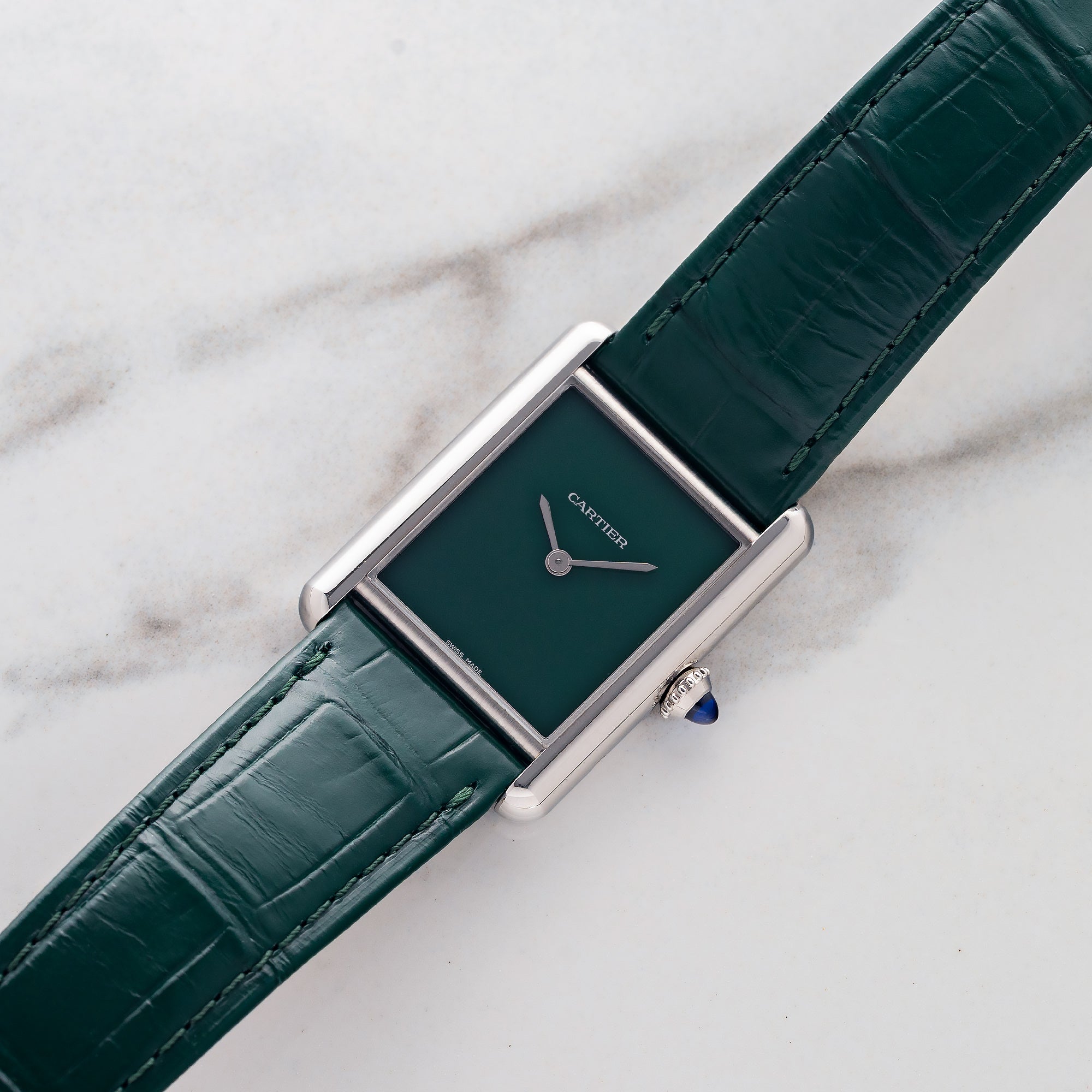 Cartier Tank Must Steel w/Green Dial - Full Set – Collectors Corner NY