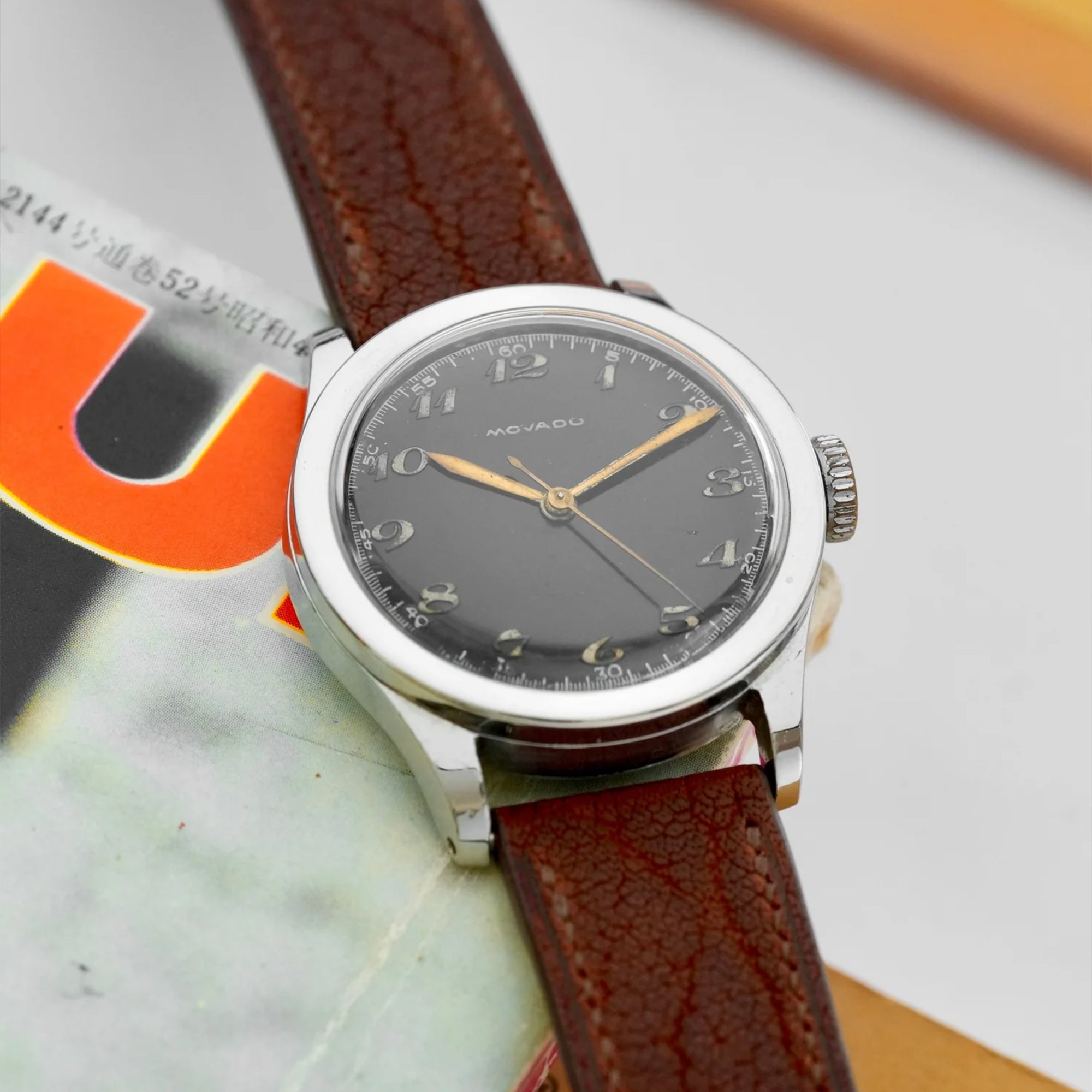 Movado Breguet & Glossy Black Dial (1930s) - Extremely Rare