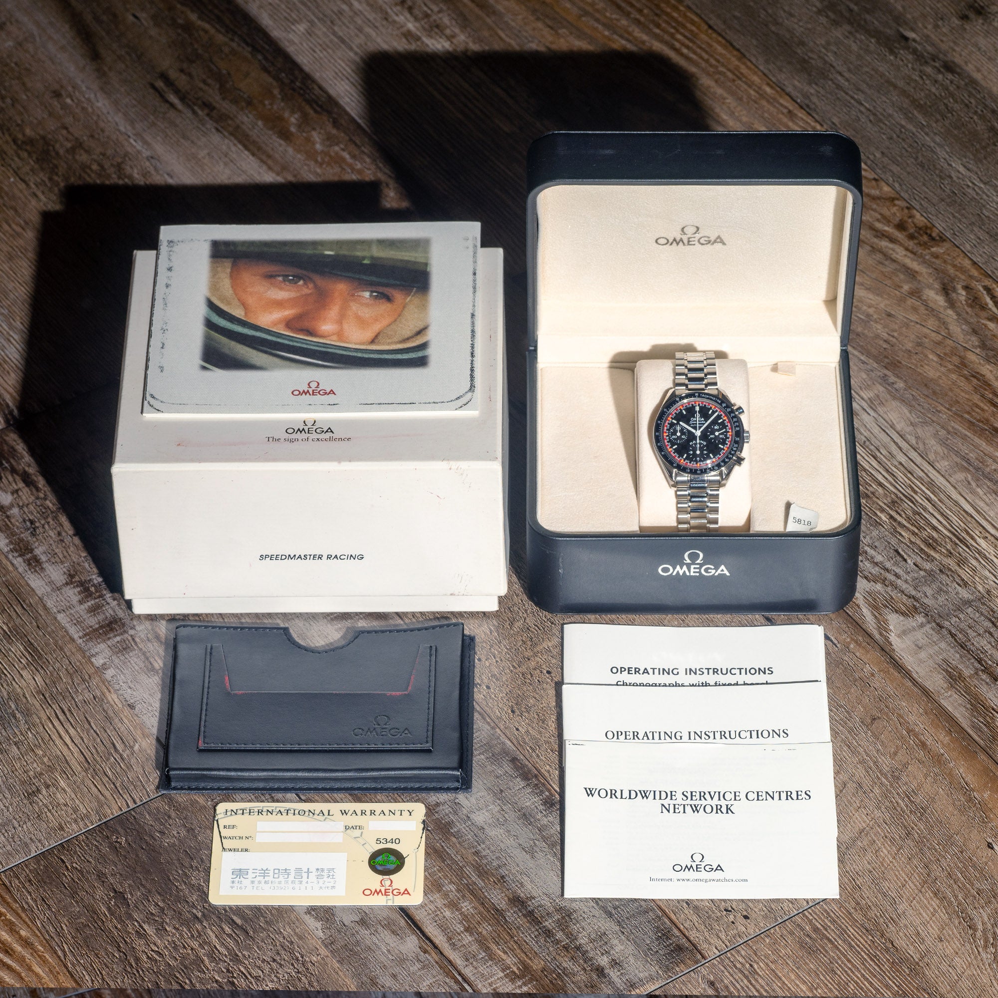 Omega Speedmaster Schumacher 3518.50 - Full Set - New Old Stock/Factory Sticker