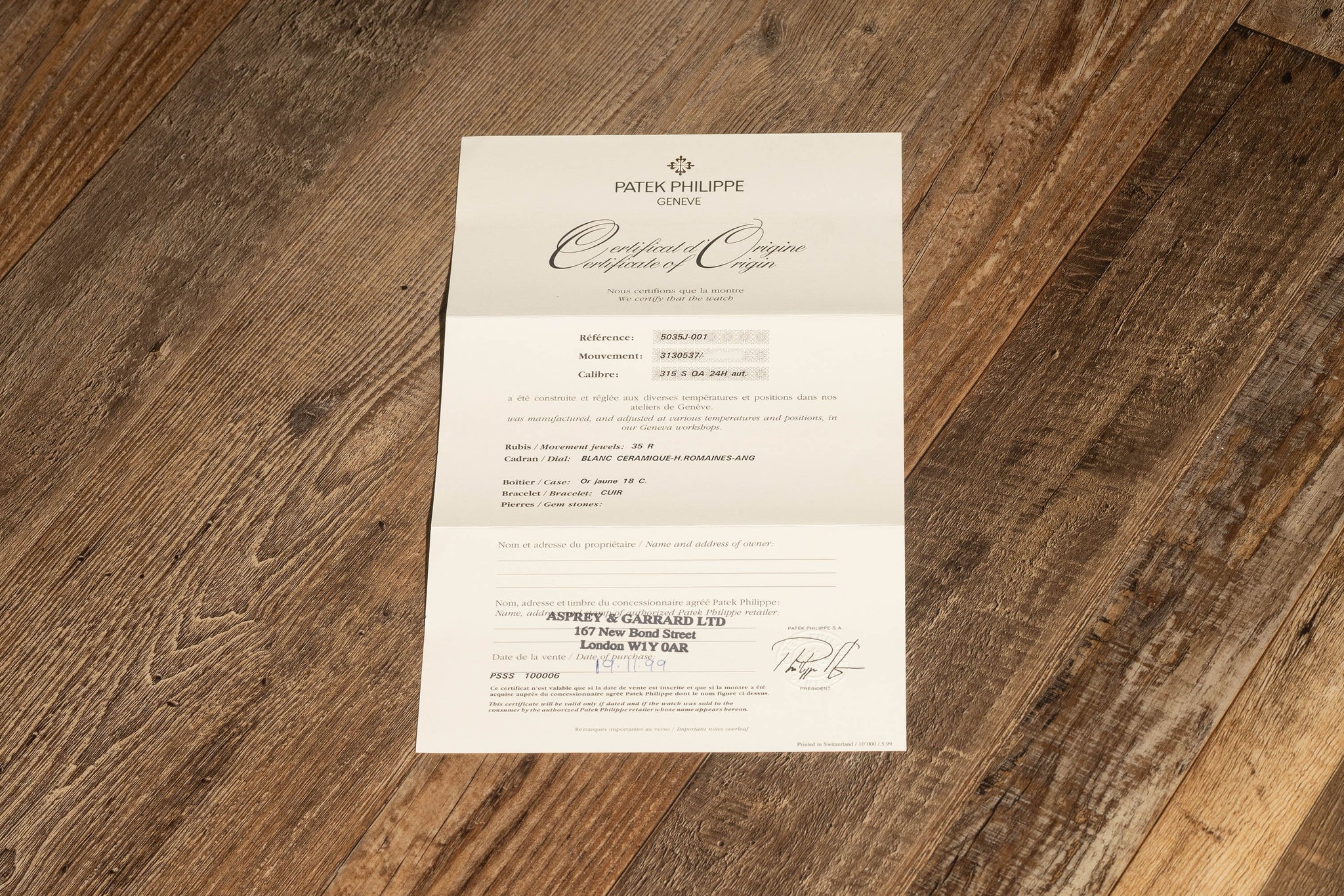 Patek Philippe Annual Calendar 5035J - Full Set/Original Papers