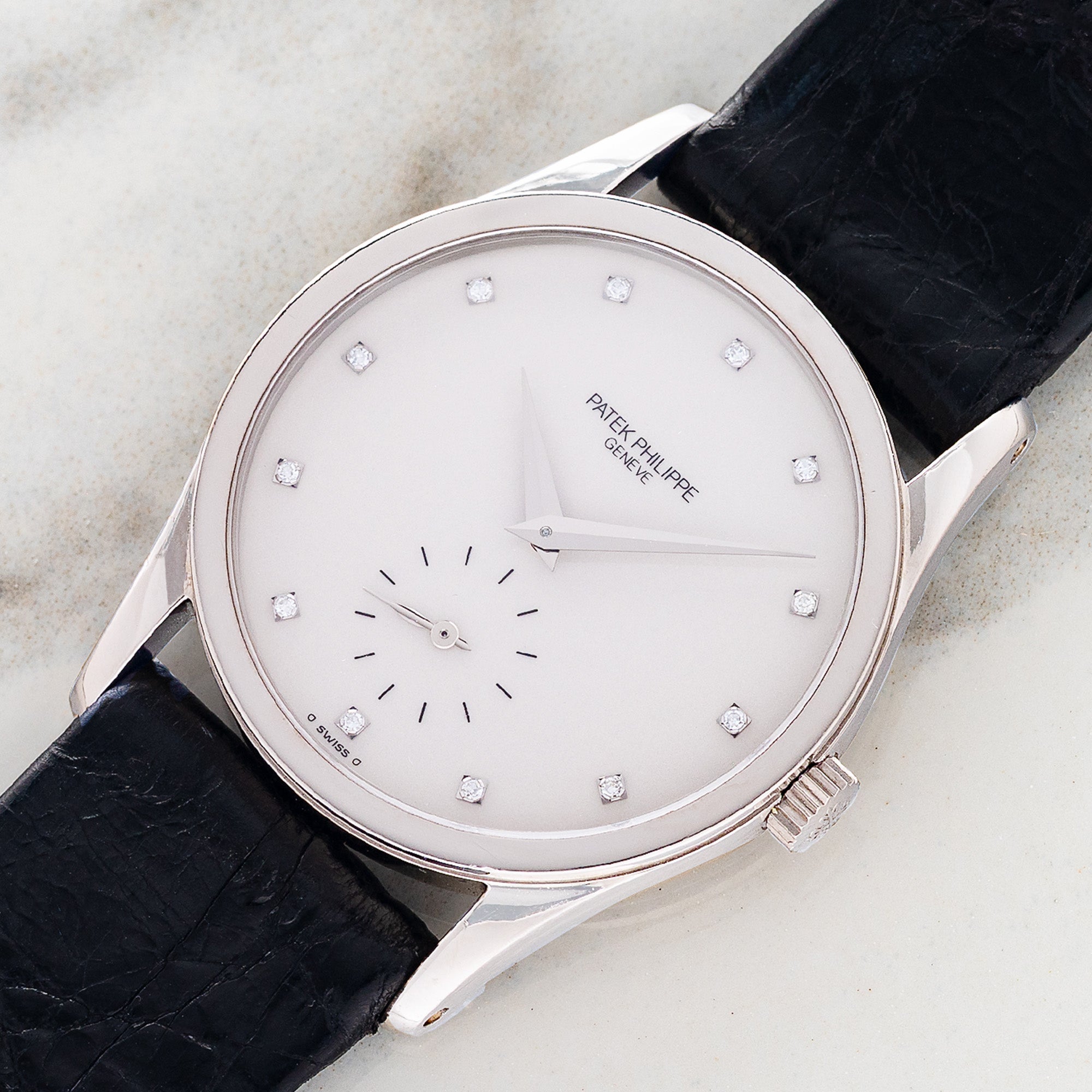 Patek Philippe Calatrava 3796G w/Ivory Diamond Dial - Original Papers - Rare