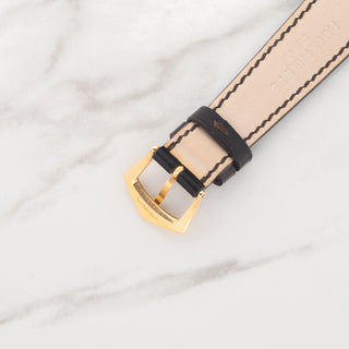 Underside view showing gold hallmarks on the original 18k rose gold Patek Philippe pin buckle
