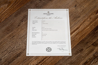 Official Patek Philippe Extract from the Archives paperwork accompanying reference 3820R