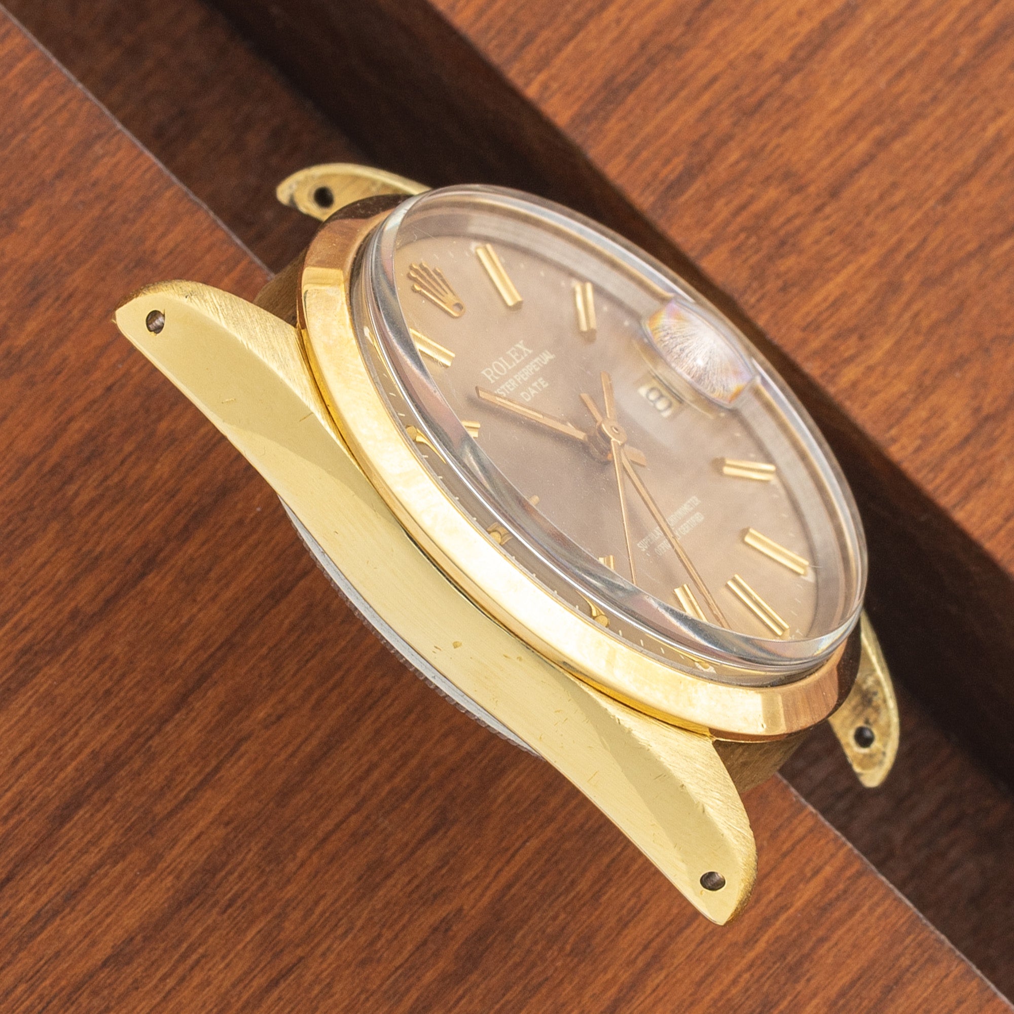 Rolex Date 1550 Gold Cap w/"Havana" Brown Dial - Rare