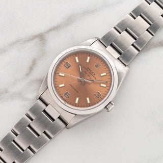 1995 Rolex Air-King reference 14000 with salmon 3-6-9 Explorer dial on a stainless steel Oyster bracelet at Collectors Corner NY