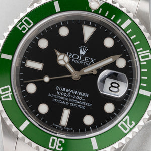 Rolex Anniversary Submariner 16610LV "Kermit Flat Four" - Box & Booklet