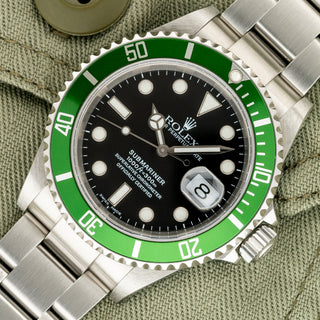 Rolex Anniversary Submariner 16610LV "Kermit" - Box & Papers - Near Mint/*Unpolished*