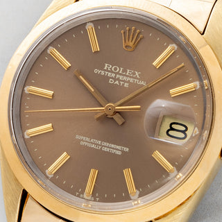 Rolex Date 1550 Gold Cap w/"Havana" Brown Dial - Rare