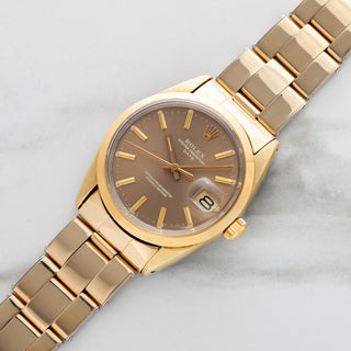 Rolex Date 1550 Gold Cap w/"Havana" Brown Dial - Rare