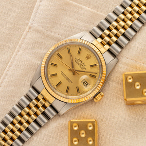 Rolex Datejust 16013 Two Tone w/Gold "Champagne" Dial - *Unpolished*