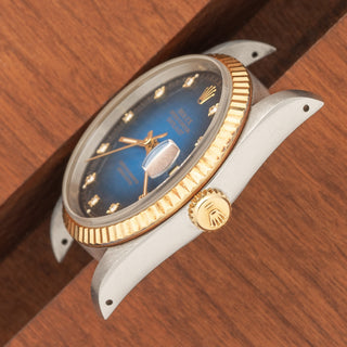 Rolex Datejust 16233 w/Blue Vignette & Diamond Dial - Rare Full Set/Near Mint