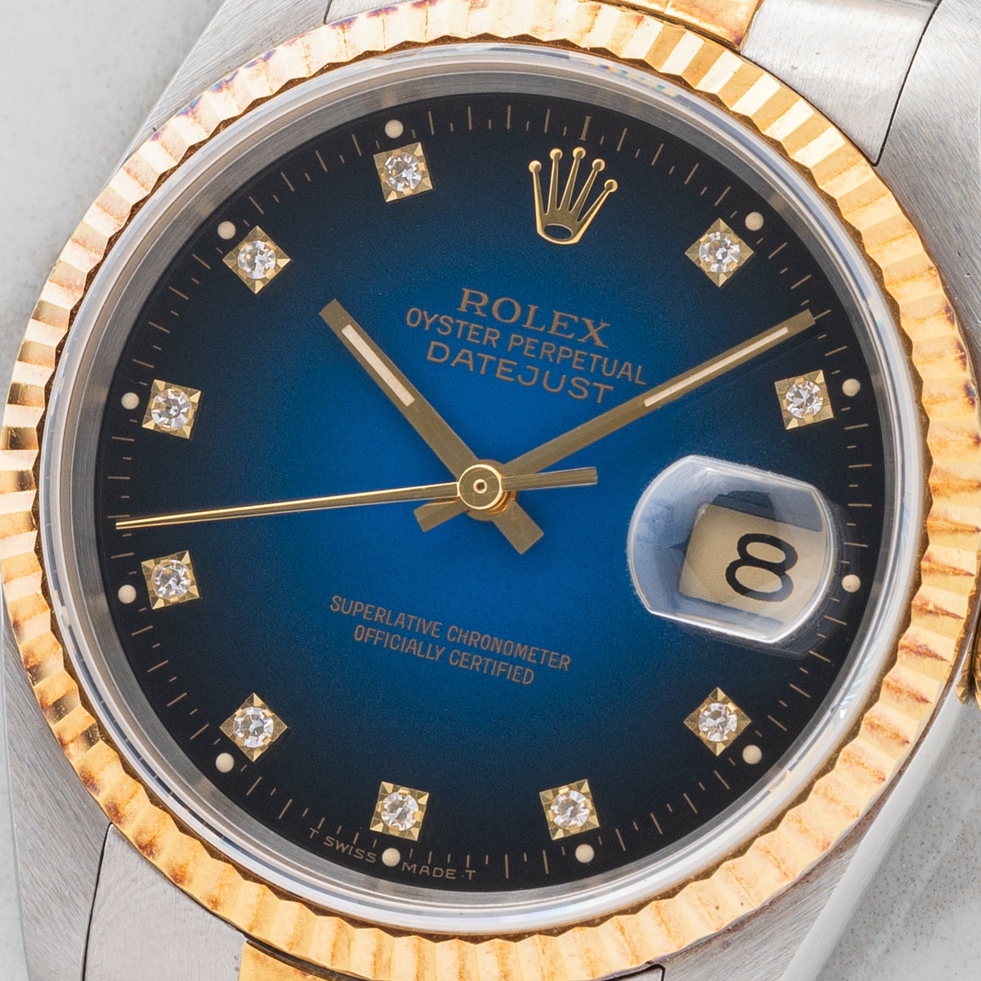 Rolex Datejust 16233 w/Blue Vignette & Diamond Dial - Rare Full