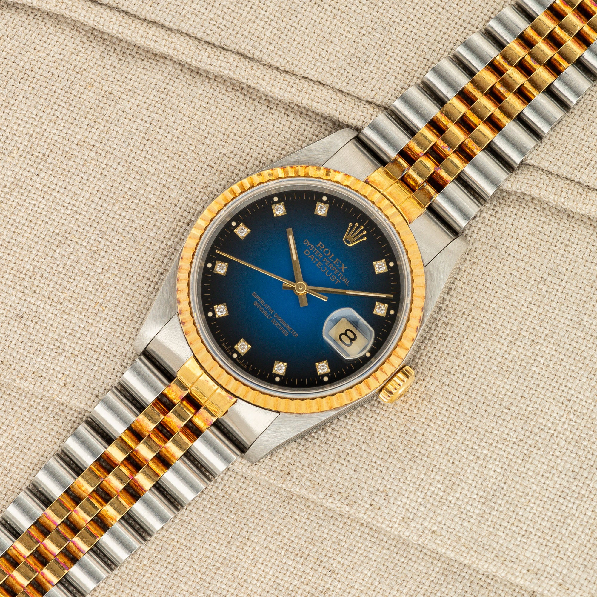 新品 大人気商品  & Vignette w/Blue 16233 Datejust Rolex Diamond Rare - Dial 時計